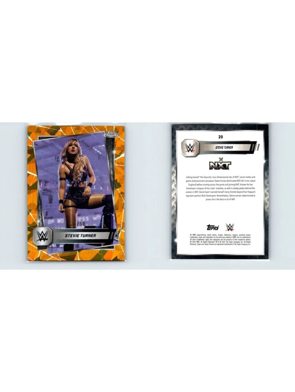 2025 Topps Chrome WWE Sapphire Stevie Turner #20 Gold Refractor #/50